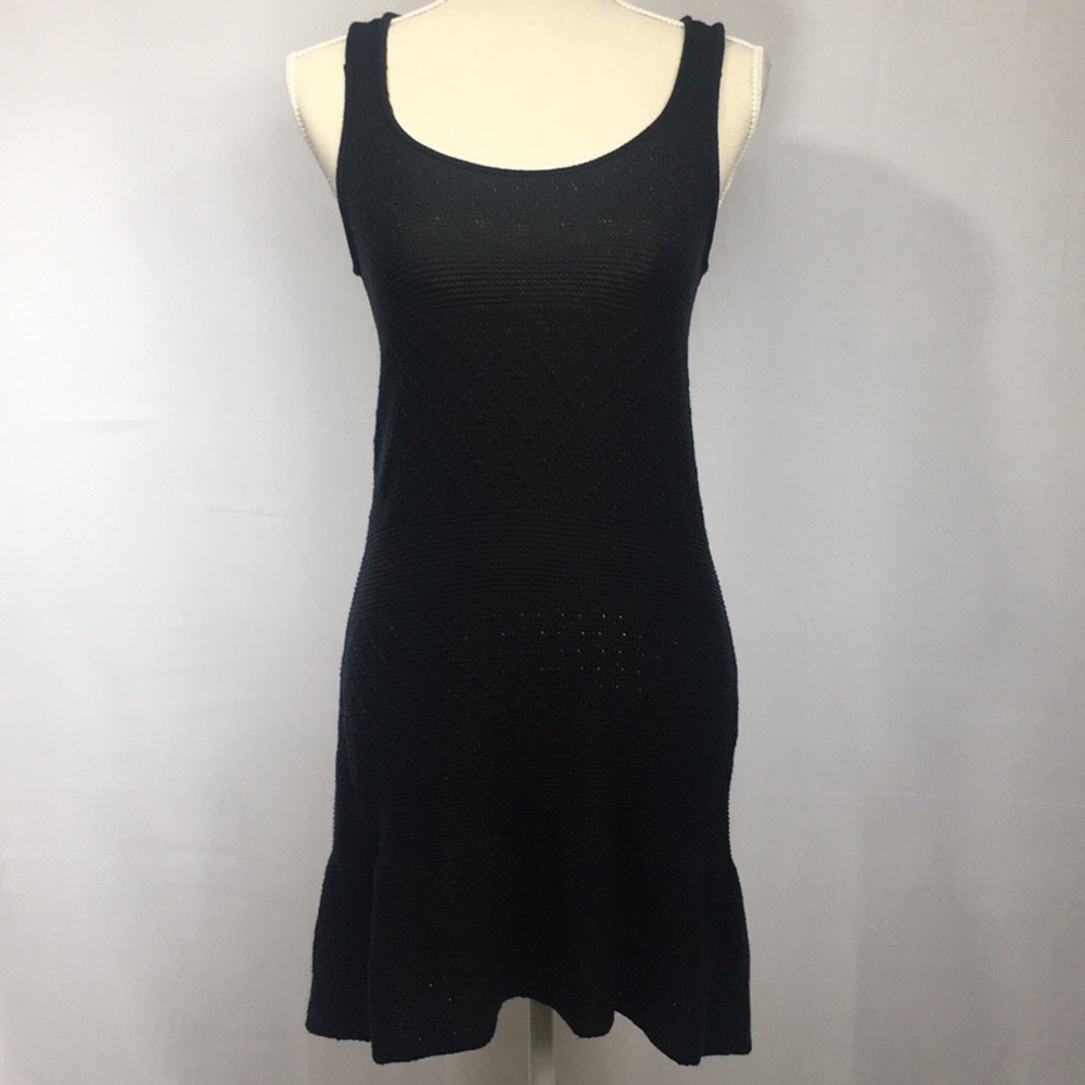 Black Sleeveless Knit Skater Dress